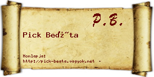 Pick Beáta névjegykártya
